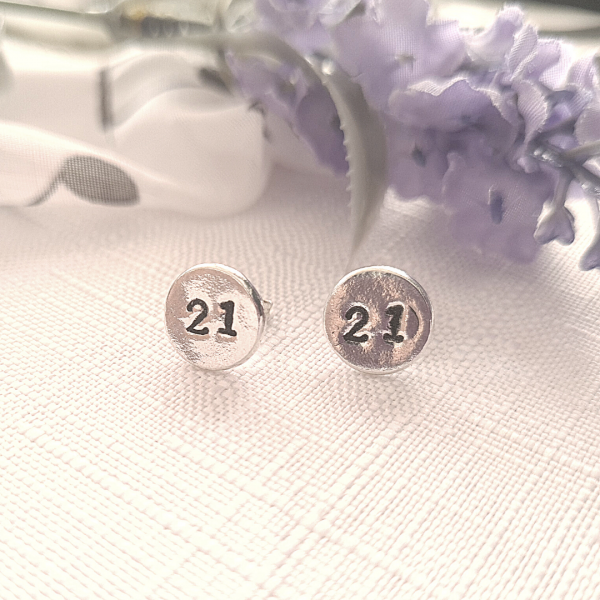 Silver Number studs